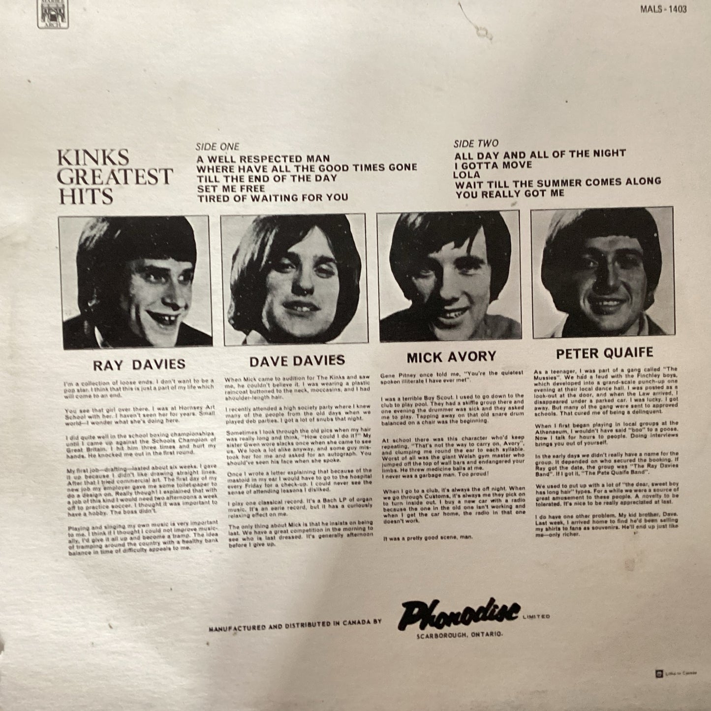 The Kinks - Greatest Hits (Canadian Press)
